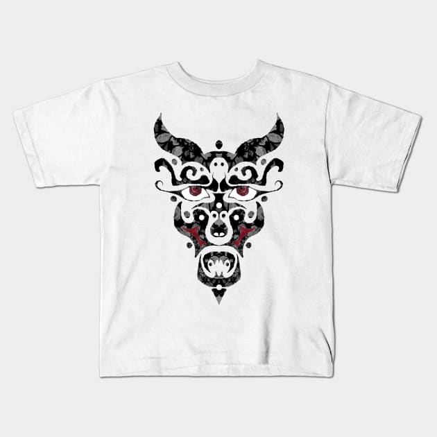 Abstract Demon Mask Kids T-Shirt by ZeichenbloQ